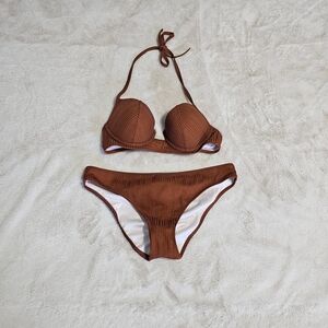 Shade & Shore Rust Ribbed Bikini Set